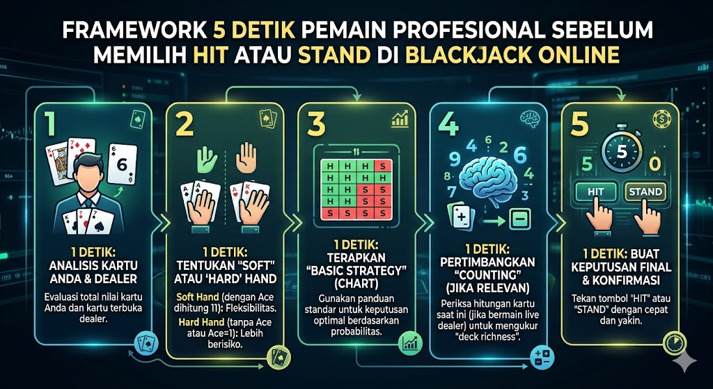 Framework 5 Detik Pemain Profesional Sebelum Memilih Hit atau Stand di Blackjack Online